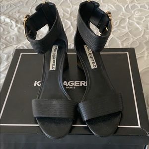 Karl Lagerfeld black leather sandals